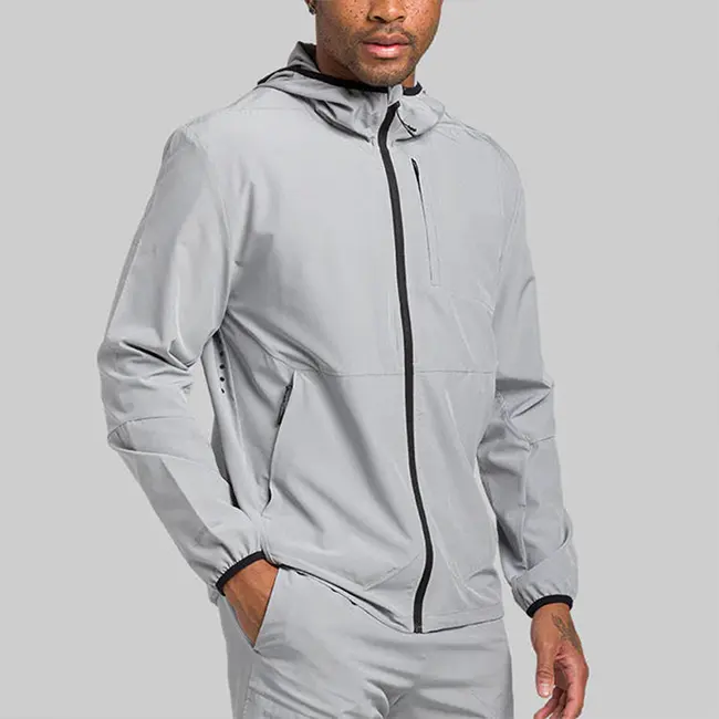 Fabrikant Op Maat 100% Nylon Geweven Blanco Streetwear Outdoor Wandelen Met Sportritssluiting 2 In 1 Heren Windjack