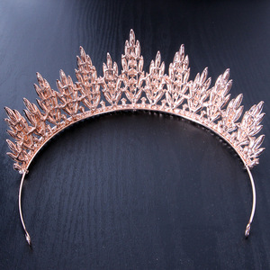 Couronne de mariée occidentale <span class=keywords><strong>à</strong></span> feuilles entières et cristaux étincelants, coiffe de princesse pour fille, accessoires pour cheveux en alliage et strass - Product Image 4