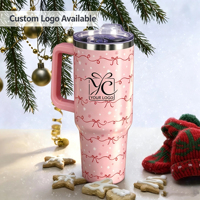 Offre Spéciale : Gobelet Isotherme Premium en Acier Inoxydable avec Poignée, Motif Noeud de Noël et Flocon de Neige, Anti-fuite, Tasse de Voiture, Cadeau de Fêtes