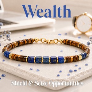 Trendy Party Daily Wear Tiger Eye Lapis Lazuli Square Beaded Couple Bracelet OEM Wholesale - Product Image 2