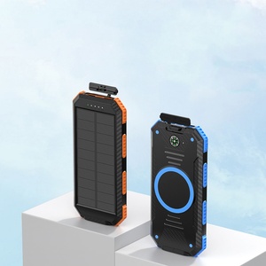 Batterie externe portable personnalisable avec logo, grande capacité 10000 mAh, étanche, pour situations d'urgence en extérieur, avec recharge solaire et sans fil - Product Image 1