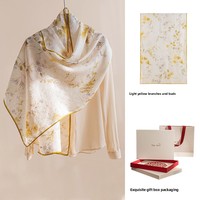 Longue écharpe en soie de mûrier, style chinois, motif floral printanier, cadeau, hijab ---- # HijabScarfKhimarShayla