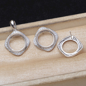 Composant de pendentif carré DIY en argent S925 pour perles de 13,6-13,8 mm, référence WENCHI JG6091 - Product Image 4