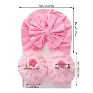 Nouveau Design Ensemble 2 Pièces Chaussettes Turban en Coton Style Doux pour Enfants, Bonnets à Grande Boucle et Bandeaux Doux Confortables, Accessoires pour Tout-Petits - Product Image 6