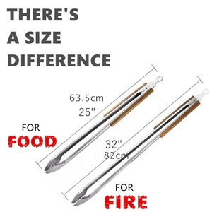 Pinzas para brasero <span class=keywords><strong>extra</strong></span> largas de 32 pulgadas y pinzas para barbacoa de 25 pulgadas de largo, combo resistente para fogatas, carbones, barbacoas, voltear carne y parrillas. - Product Image 1