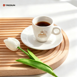 Free Sample 80 ml Custom Logo White Ceramic Tea Espresso Coffee <b>Cup</b> and Saucer Porcelain Latte Espresso <b>Cup</b> <b>set</b> with saucer - Product Image 5