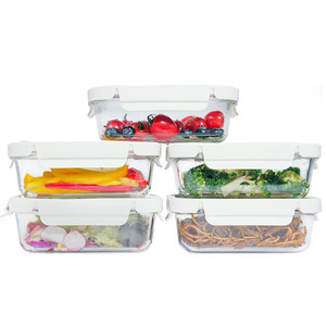OWN SWING 5個入りガラス製食品保存容器セット（蓋付き）、電子レンジ・冷蔵庫対応、BPAフリー、再利用可能な弁当箱（仕事用） - Product Image 3