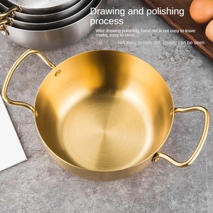 Pentola di Ramen a doppio manico stile coreano oro acciaio inossidabile multifunzione zuppa a doppio orecchio pentola Mini pentola calda - Product Image 4
