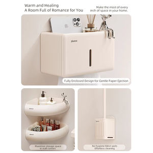 Toallero Estilo Crema, Estante para Toallas de <span class=keywords><strong>Baño</strong></span> <span class=keywords><strong>sin</strong></span> Taladrar, Toallero Integrado para Inodoro - Product Image 5