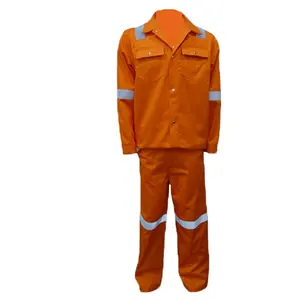 Jaket kerja Aramid uniseks, jaket kerja tahan api 100% katun lengan panjang banyak saku dengan tipe seragam celana kerja