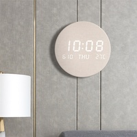 Reloj de Pared Digital LED Nórdico, Color Lino de Algodón, Madera, Hora, Fecha, Temperatura, Pantalla Multifunción, Reloj de Madera Silencioso