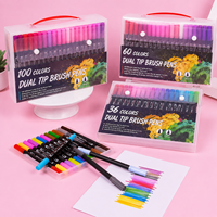 Set de Pintura de Acuarela con Pincel, 48 Colores, Punta Doble, Delineador Fino de 0.4mm, Pincel Suave, Marcador Pastel Lavable para Niños