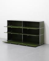 Industrieller Metallplatten-Modul-Kombinationsschrank 8K Polierter Edelstahl Modernes Heim-Entertainment TV-Bücherregal