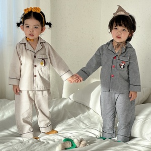 Kid's Girl's Plaid Nightwear Cotton Long Sleeve 2026 Spring 2 Piece Outfit <strong>Boys</strong> <strong>Clothing</strong> Sleepwear Girls Kids Customized Pajamas - Product Image 5