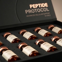 Boîte rigide magnétique personnalisée en carton gris mat noir pour flacons de peptides, 10 flacons, avec doublure en éponge bronzée et logo estampé à chaud