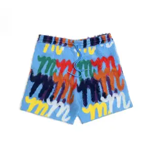 Custom Knitted Print Your Logo Graphic Mohair Fabric Shorts Pants Unisex Women Men Street Wear Mohair Shorts
