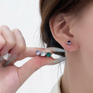S925 Sterling <b>Silver</b> <b>Stud</b> Earrings With Zirconia For Women Korean Design Light Luxury Everyday Wear - Product Image 4