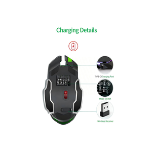 Ratón Inalámbrico Recargable para Juegos con Iluminación Colorida y 4 Velocidades DPI para Computadora Portátil - Product Image 5