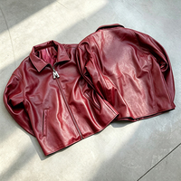 Veste en cuir PU à fermeture éclair, à manches longues, décontractée, imperméable, avec logo personnalisé, col rabattu, deux poches, élégante et tendance pour hommes