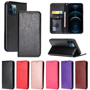 New Products Classic Strong Magnet Leather Cover Flip Case For iPhone 11 12 13 Mini Pro Max