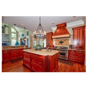 CBMmart factory price American luxury kitchen cabinet classic solid wood kitchen cabinet with crown moulding