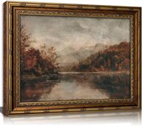 Vintage Goldgerahmte Stimmungsvolle Herbst-See-Wandkunst OEM ODM Muster in Weniger als Einem Tag Verfügbar