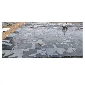Outdoor Paving Black Stone Natural Split Slate Cut To Size Slabs For Sale