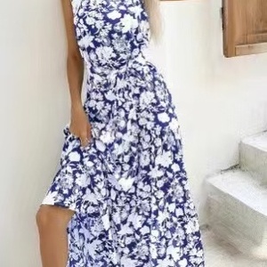 hzwn7113- Abito da donna con stampa a pois e laccetti al collo - Product Image 1