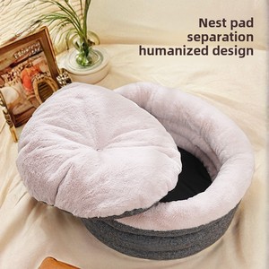 Einfarbiges Stoff-Haustierbett Umweltfreundliches Handwaschbares Zubehör Nestmatte Klassischer Stil Kleintier Weich Warm Wohnzimmer Katzen - Product Image 3