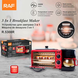 Machine à café 6 tasses, gril antiadhésif, four <span class=keywords><strong>grille</strong></span>-<span class=keywords><strong>pain</strong></span>, appareil multifonction 3 <span class=keywords><strong>en</strong></span> 1 pour le petit-déjeuner familial RAF - Product Image 6