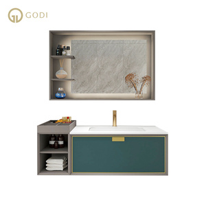 Luxury Design cabinet Washbasin cabinet Modern wall hung wood bathroom vanity cabinet set with Mirror