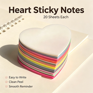 Heart Shaped PET Sticky <b>Notes</b> Colorful Page Markers Easy to Write Clean Peel Multiple Colors - Product Image 4