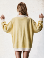 Sweat-shirt à col montant pour femme imprimé à pois, longueur allongée, avec logo brodé personnalisé