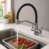 Robinet de cuisine commercial 3 voies avec filtre, sortie d'eau chaude et froide, mitigeur pour hôtels, appartements et projets résidentiels