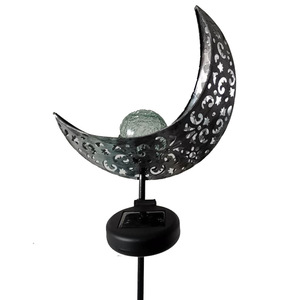 Lámpara Solar de Luna LED con Bola de Cristal, Decoración Colgante de Hierro para Jardín, Iluminación Portátil para Exteriores - Product Image 5