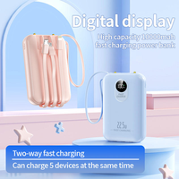 Gebra DX463F 22.5W Power Bank portable ultra-mince à charge rapide avec câble intégré, capacité de 10 000 mAh, affichage numérique, entrée Type-C