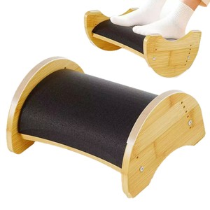 Wooden <b>Footstool</b> Bamboo Non Slip Rocking Office Footrest Semicircular Natural Wood Color - Product Image 5