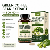 Cápsulas Veganas de Extracto de Café Verde de Marca Privada OEM ODM, Fórmula Personalizada, Fabricación a Base de Plantas y Diseño de Etiqueta
