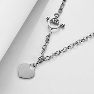 Collier en acier inoxydable en forme de cœur avec pendentif lettre A gravé au laser pour un usage quotidien, cadeau, chaîne de clavicule, fermeture OT - Product Image 4