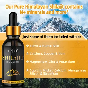 Biyode Oem Himalayan Natural Pure Shilajit Resin Liquid Wholesale Custom Manufacturer Energy Immune Support Shilajit Drops