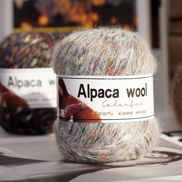Recycled Polyester Blend Alpaca Wool Yarn-High Tenacity Anti-Bacteria Sustainable Anti-Pilling Hand Knitting 50g