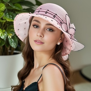 Neuer Vintage-Organza-Fischerhut mit kleiner Krempe für Frühling und Sommer, atmungsaktiver Spitzen-Strandhut für Mütter und ältere Großmütter - Product Image 2