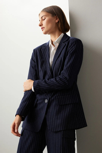 Giacca da <span class=keywords><strong>Donna</strong></span> Classica su Misura di Alta Qualità, Blazer con Risvolto a Tacca e Maniche Lunghe a Righe - Product Image 5