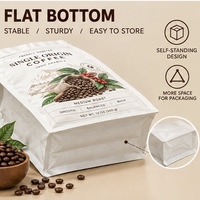 Sacs à café à fond plat, emballage personnalisé, haute barrière, valve unidirectionnelle, qualité alimentaire, vente directe usine, approvisionnement en gros