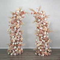 Fournitures pour événements, décoration sur le thème de l'automne, style bohème, fleurs artificielles en soie marron pour lieu de mariage personnalisé, 2 arrangements floraux en forme de corne pour arche.