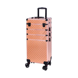Vncop Aluminum Cosmetic <b>Case</b> Rose Gold 4-<b>in</b>-1 Interchangeable Rolling <b>Makeup</b> Bag Large Modern Style - Product Image 6