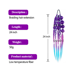 Shinein 24 pollici Pre stirato all'uncinetto intrecciato bolla coda di cavallo facile <span class=keywords><strong>trecce</strong></span> Rave sirena capelli colorati extension per le ragazze - Product Image 2