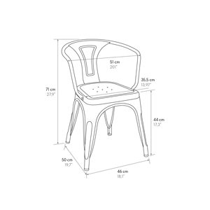 Chaise en métal avec dossier, lot de 4, gris, pour usage intérieur et extérieur, chaise de bar - Product Image 3
