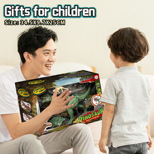 Juguete con pilas electrónico de apariencia de dinosaurio realista verde con música y luces para niños - Product Image 5