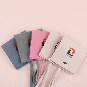 Custom logo Embossed Luxury Microfiber Jewelry Packaging Pouch with Insert Pad Velvet Bags Jewelry for Rings Necklace Display - Product Image 2